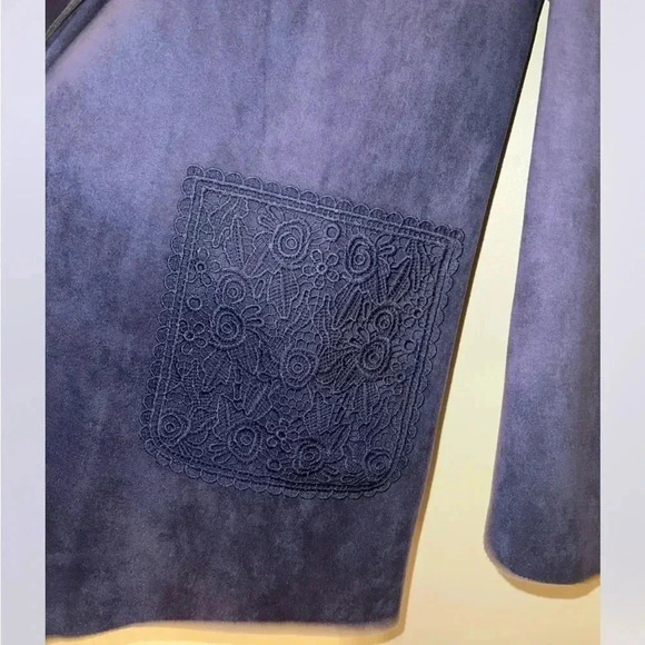 Solitaire Faux Suede Cardigan Duster Boho Jacket Navy Blue Large NEW - Picture 3 of 4